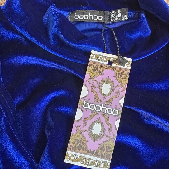 NWT New BOOHOO Women's Blue Suede Ruch Mini Dress Sz 4 - Picture 6 of 8